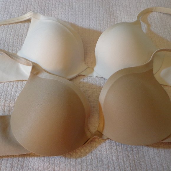 Lot of 2 Maidenform Bras 34A Light Padded Adjustable Straps Double-Hook Tan/Ivor